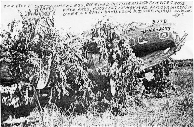 B-17D Flying Fortress with tail #40-2073 Crash landed on parade field, Cagayan de Misamis